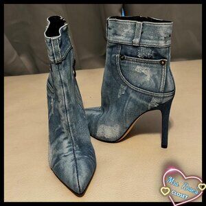 Unworn Denim Stiletto Ankle Boot Size 7